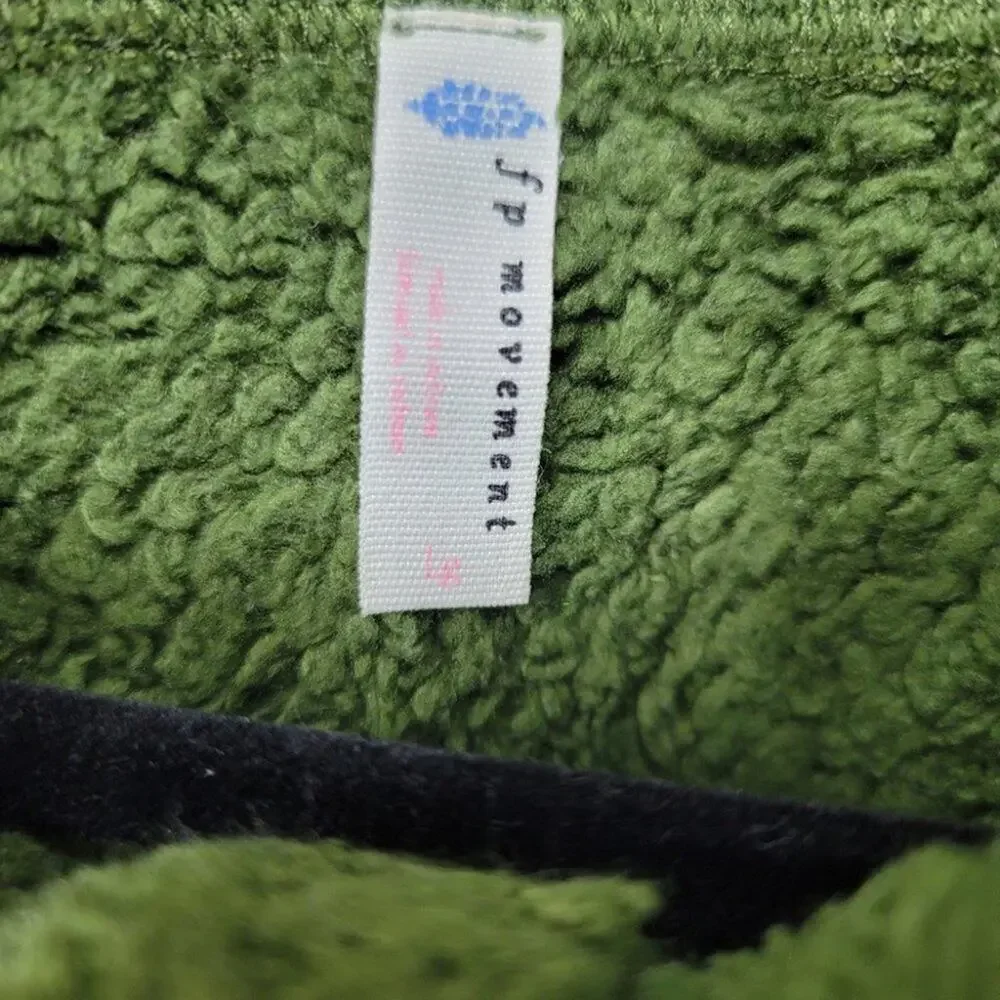 Free People Big Sky Green Womens Faux Shearling Pullover Sweater Size Large